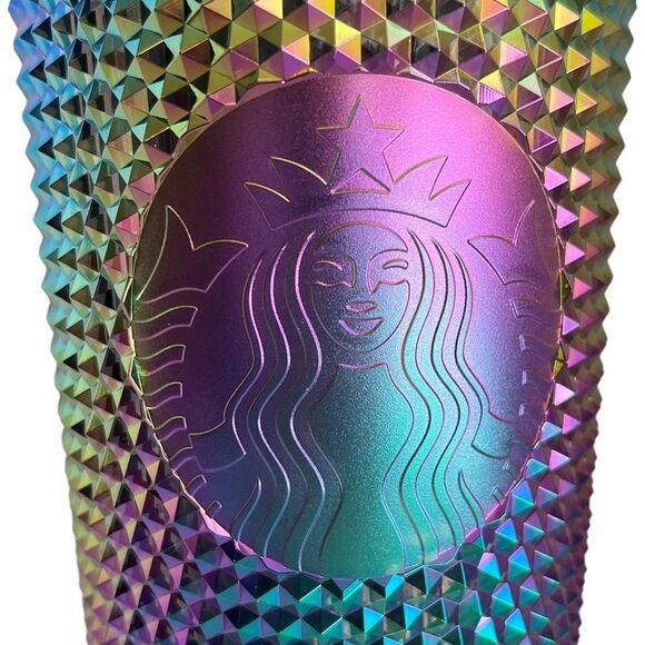 NWT Starbucks OIL SLICK Cold Cup Venti BLACK BLING Tumbler Rainbow Studded 2023 - Picture 3 of 4